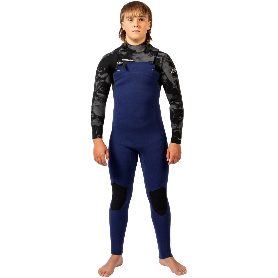 2026 Gul Junior Yulex Flexor 3/2mm Chest Zip Wetsuit FX1228-BLSM - Blue / Smoke